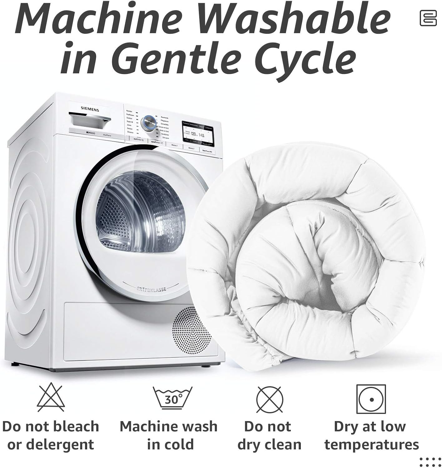 HYLEORY All-Season King Size Bed Comforter - Cooling Goose Down Alternative Quilted Duvet Insert with Corner Tabs - Winter Warm - Machine Washable - White