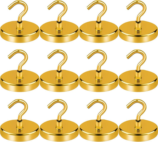 LOVIMAG Cruise Ship Essentials - 150Lbs Heavy Duty Yellow Magnetic Hooks for Cruise Cabins - Strong Hanging Hooks - 12 Pack