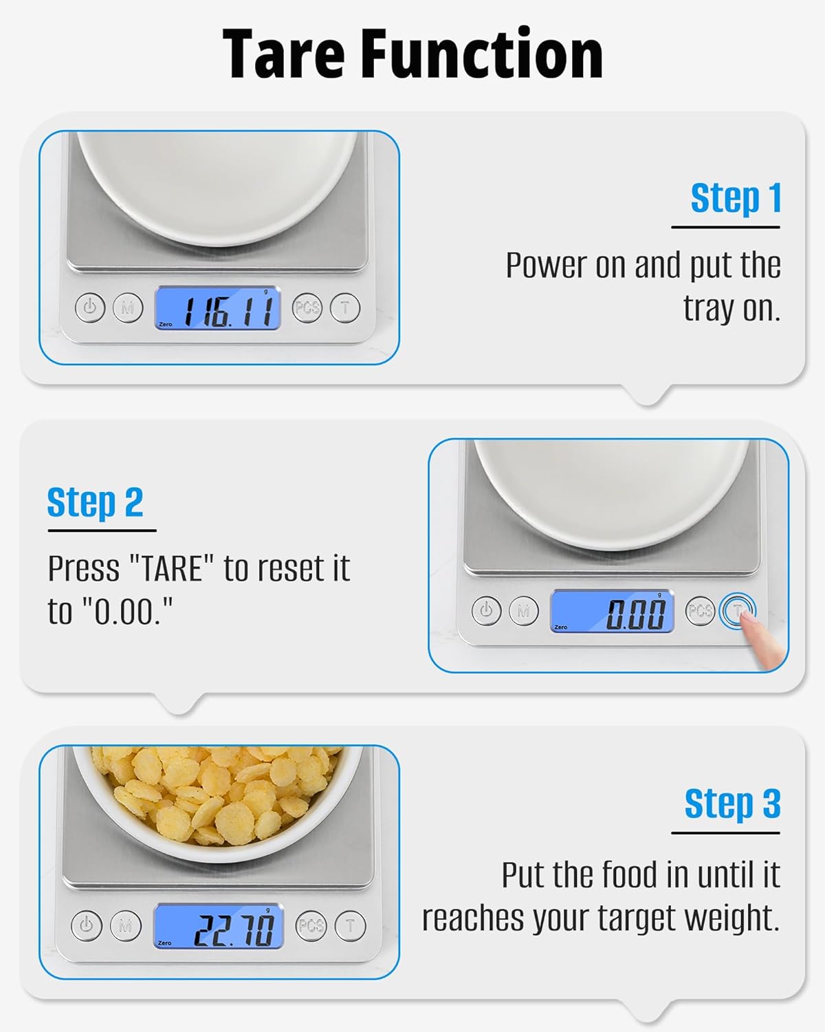 NEXT-SHINE Gram Scale, Digital Pocket Scale Portable Mini Size 500g x 0.01g with Back-Lit LCD Display Stainless Steel Platform Grams Ounces for Coffee Brewing Jewelry Cooking Baking