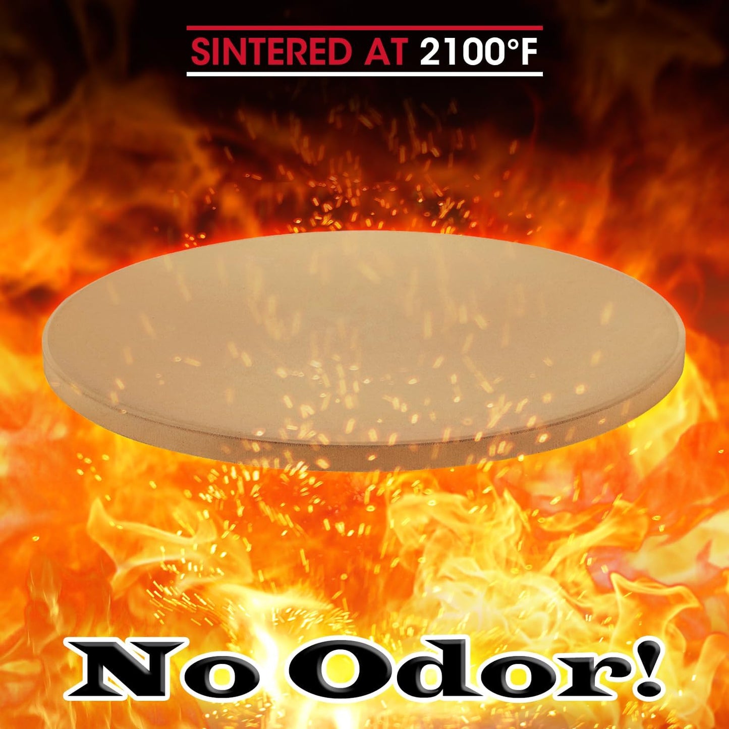Unicook Pizza Stone for Grill Oven, 15 Inch Round Baking Stone, Heavy Duty Cordierite Bread Cooking Pan, Thermal Shock Resistant, Ideal for Making Crisp Crust Pizza, Bread and More, Includes Scraper