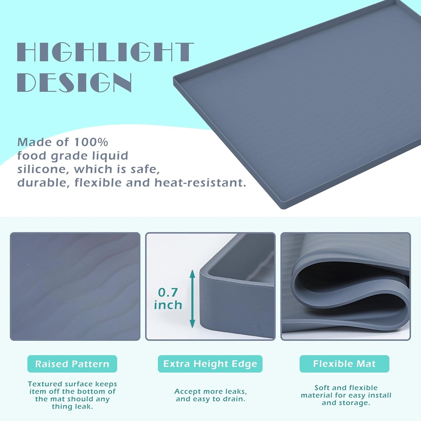 URMONA Waterproof Silicone Under Sink Mat 28'' x 22'' Shelf Liner for Kitchen and Bathroom, Cabinet and Counter Protector, Storage and Organizers, Litter Mat, Pet Cat Puppy Essentials(Beige)