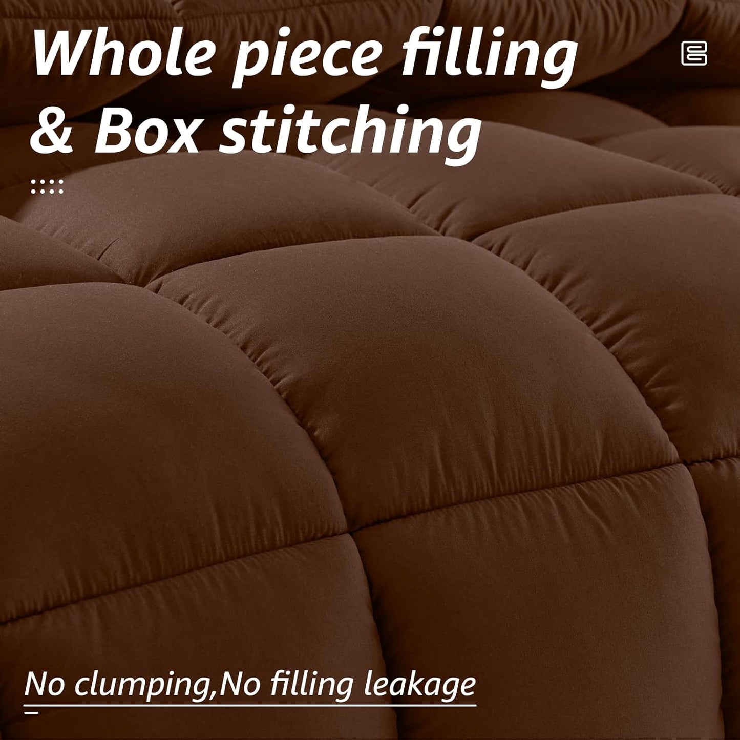 HYLEORY All Season Twin Size Bed Comforter - Cooling Down Alternative Quilted Duvet Insert with Corner Tabs - Winter Warm - Machine Washable - Mocha Coffee