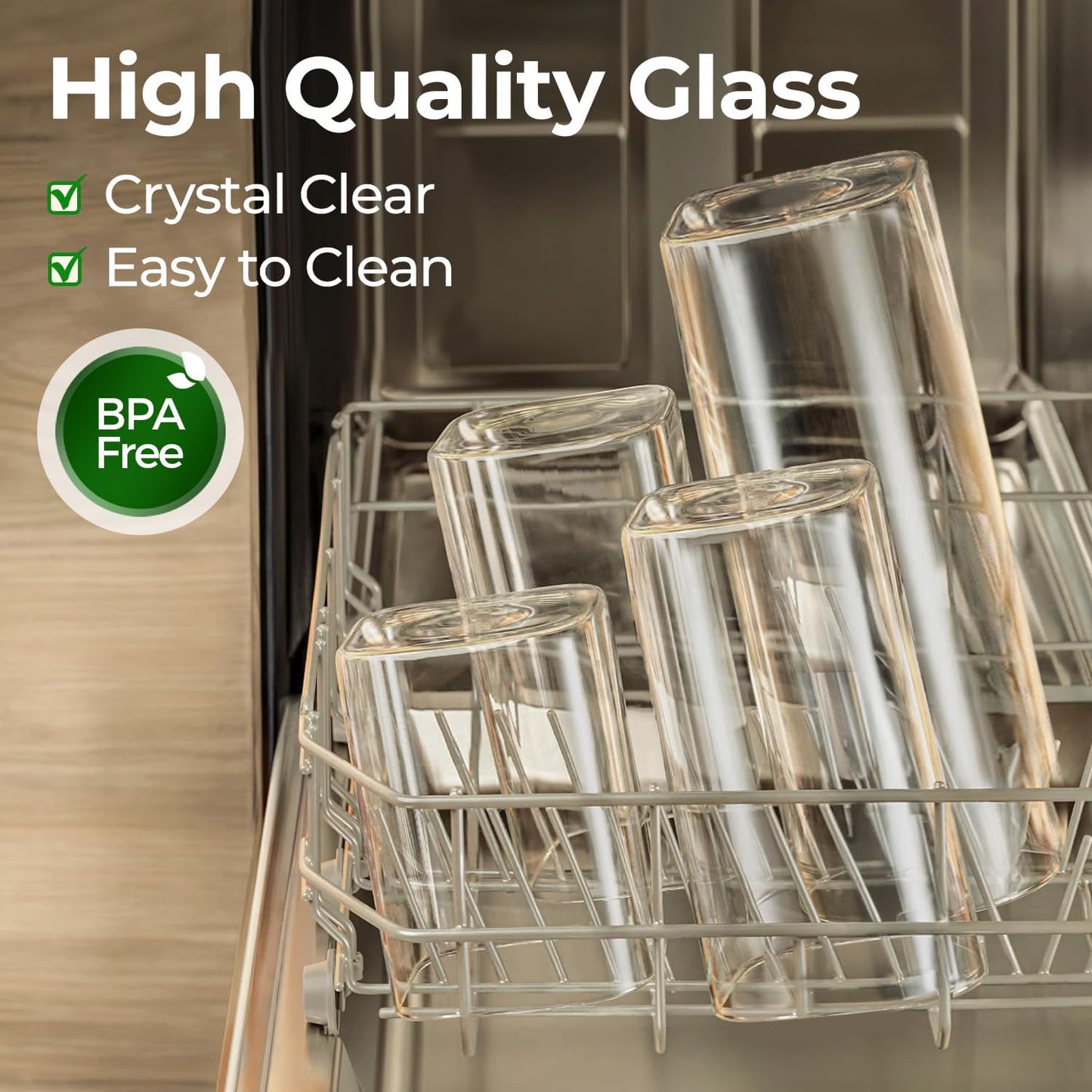 ComSaf 2 Qt Rectangle Glass Storage Containers with Lids, Glass Jars with Bamboo Lids, Clear Food Jar, Square Canister Set of 3, Pantry Organizers and Storage for Flour Pasta Coffee Bean