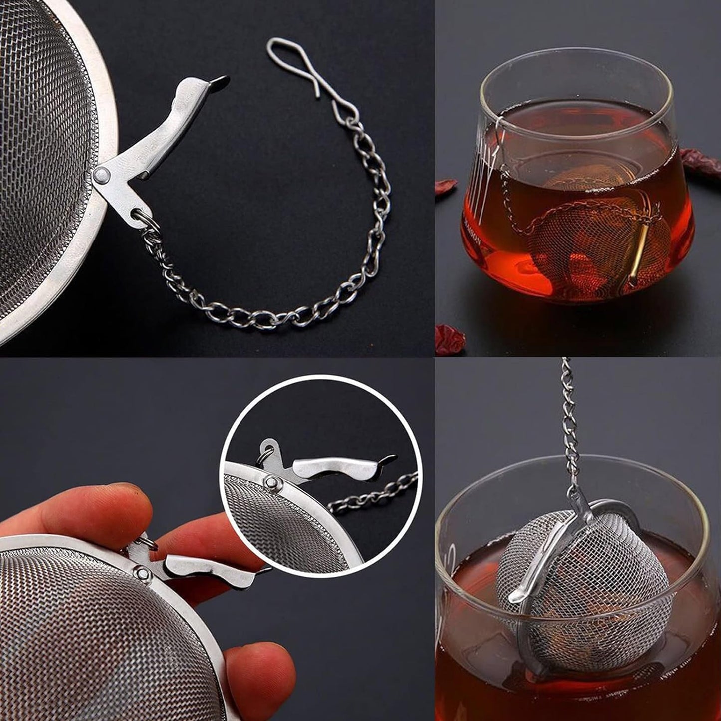 2PCS Tea Infuser, Upgraded 3.5 IN Tea Strainer, Premium Tea Infusers for Loose Tea, Tea Steeper, Tea Ball for Tea Flavoring Herbal Spices Seasonings