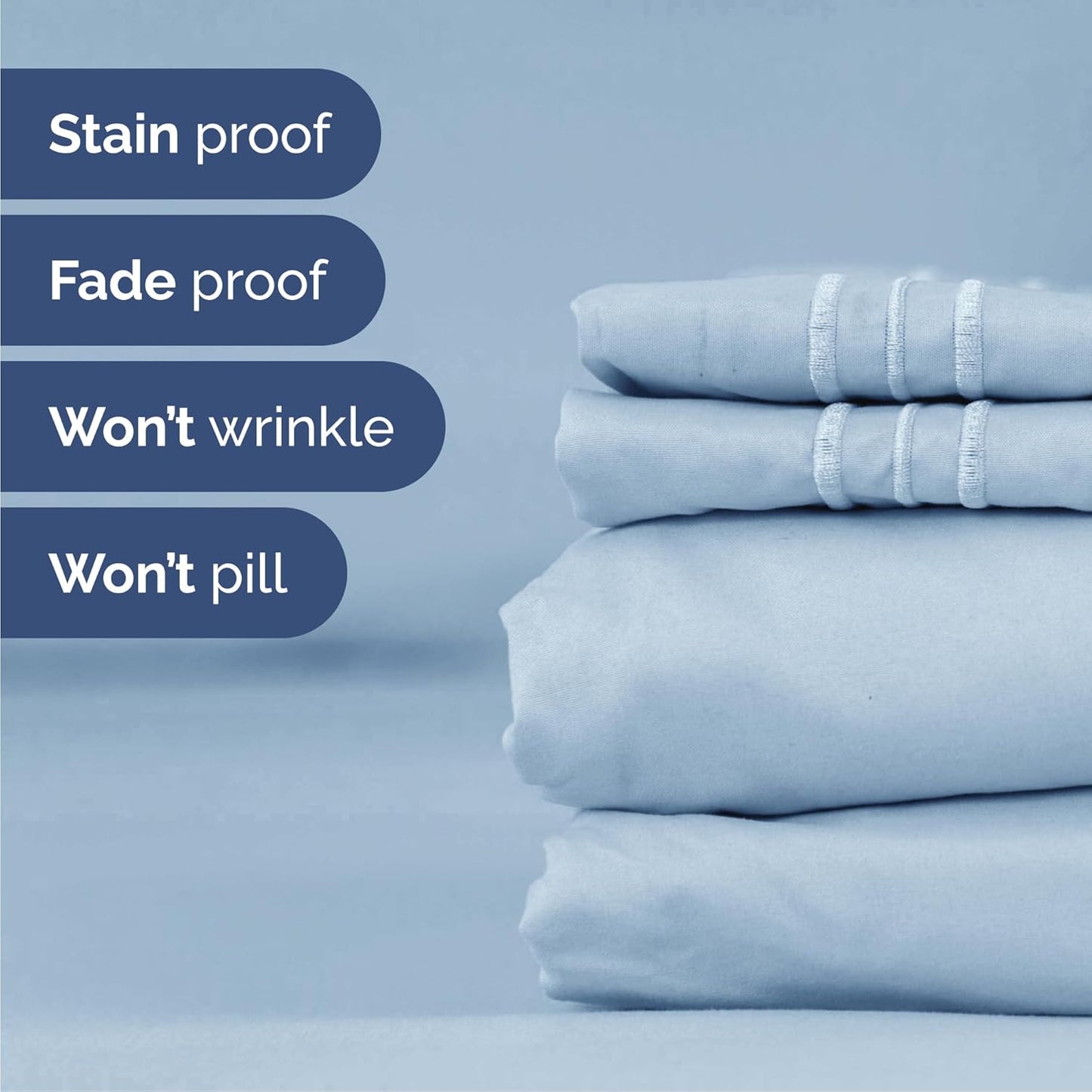 Cal King Size 4 Piece Sheet Set - Comfy Breathable & Cooling Bed Sheets Set - Hotel Luxury Bedding for Women, Men, Kids, Teens, Boys & Girls - Deep Pockets, Soft, Wrinkle Free - Oeko-Tex - Sky Blue
