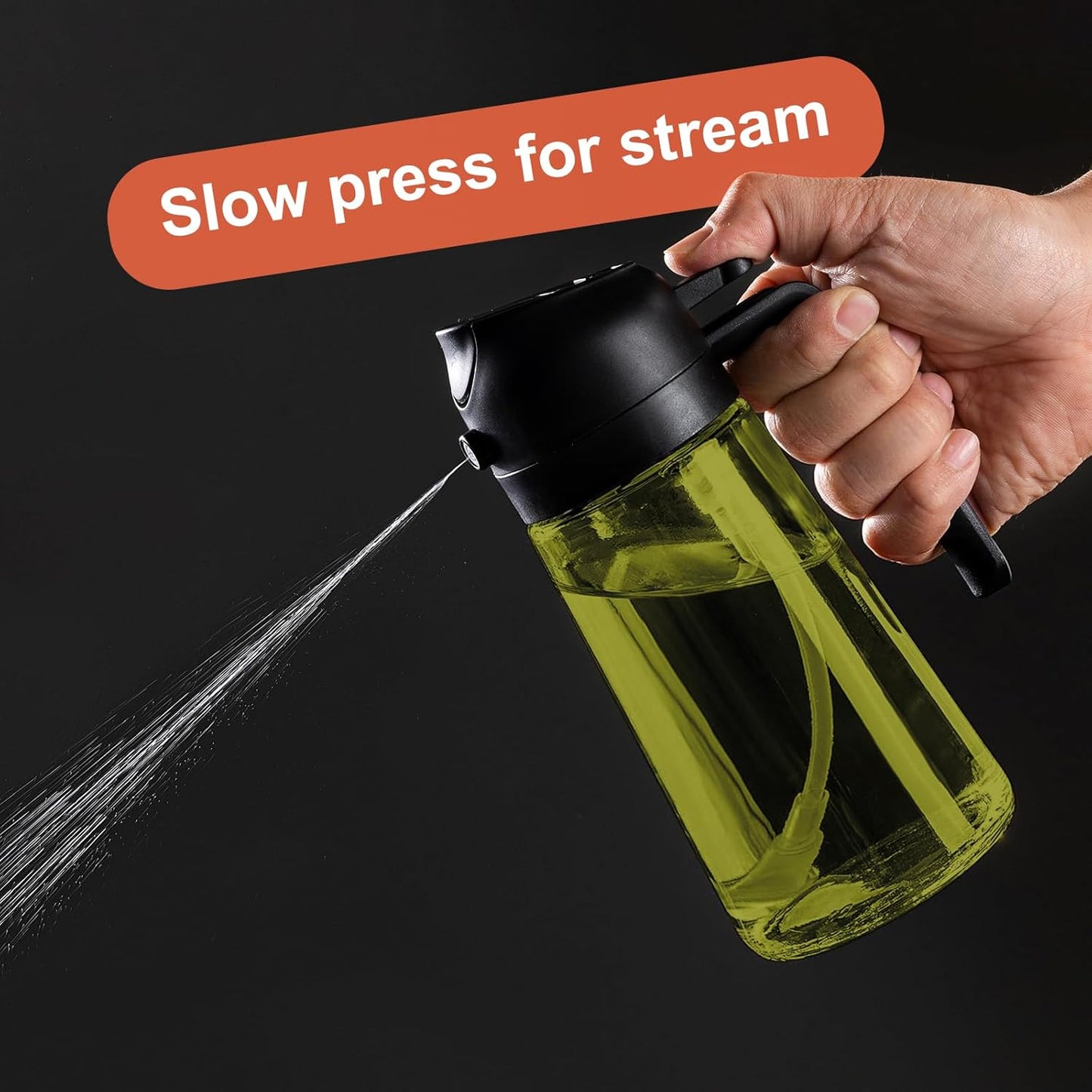 CXINYI - 16oz/470ml Olive Oil Dispenser for Kitchen with Stickers - 2 in 1 Olive Oil Sprayer for Cooking, Air Fryer, and Salad, Black (Light-Proof Kitchen Gadget)