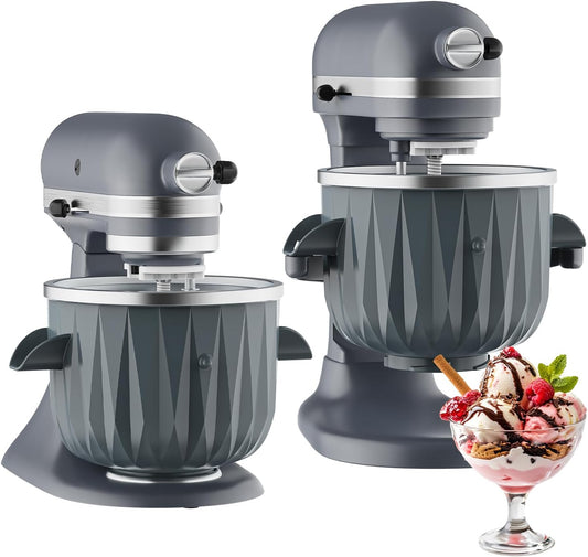 InnoMoon Ice Cream Maker Attachment for KitchenAid Stand Mixer, Compatible for Kitchenaid 4.5QT/5QT/6QT/7QT Stand Mixer, 2-Quart Frozen Yogurt, Sorbet Gelato Maker, Kitchen aid Ice Cream Maker (Gray)