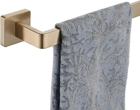 JQK Champagne Bronze Towel Bar, 12 Inch 304 Stainless Steel Thicken 0.8mm Towel Rack Bathroom, Towel Holder Wall Mount, Total Length 14.41 Inch, TB250L12-CB