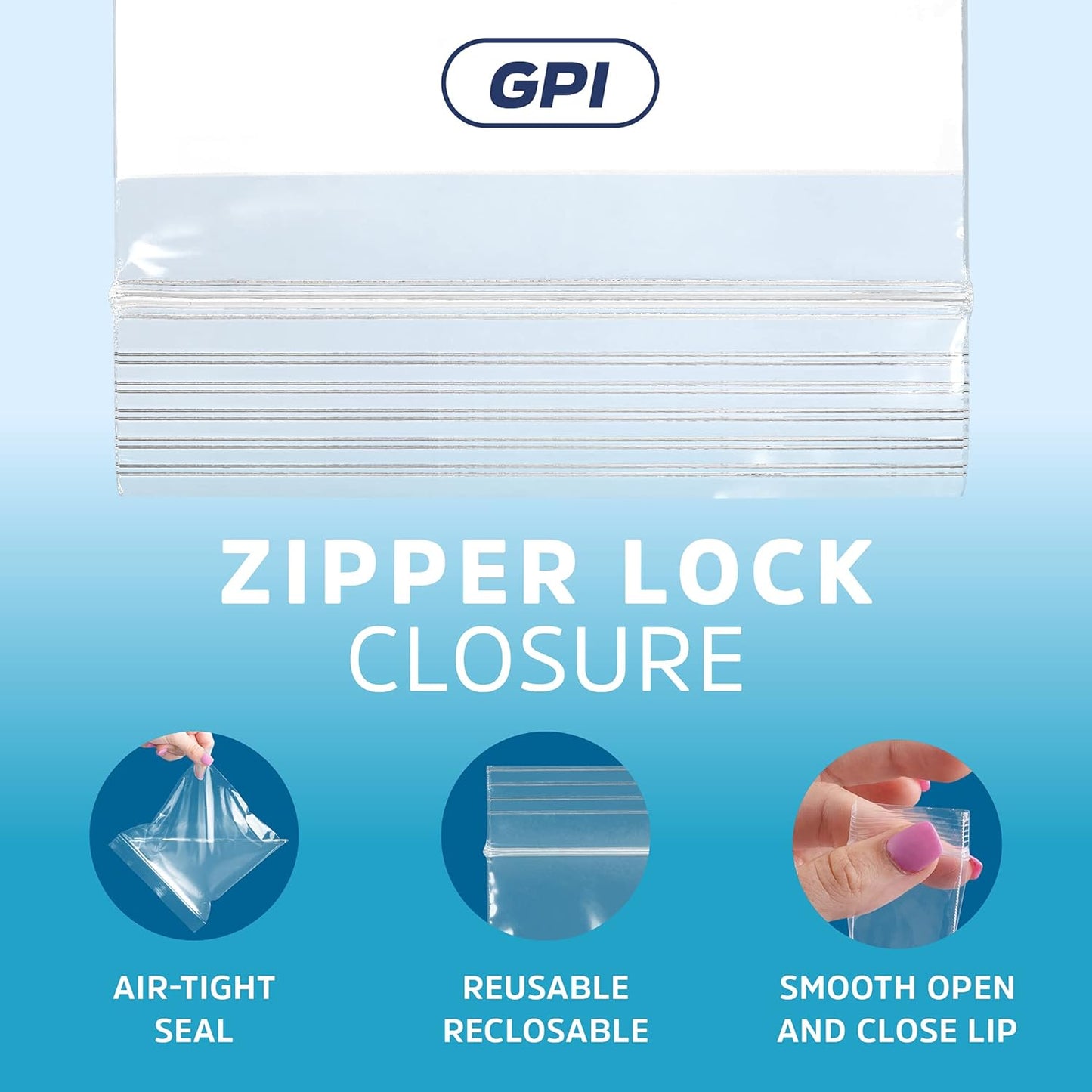 12" x 12" Large Zip Bags, 2 Mil Thick Clear Plastic Reclosable Zipper Lock Bags with Write-on White Block, with Resealable Zip Top Lock for Food Storage & Office Supplies, 100 Count
