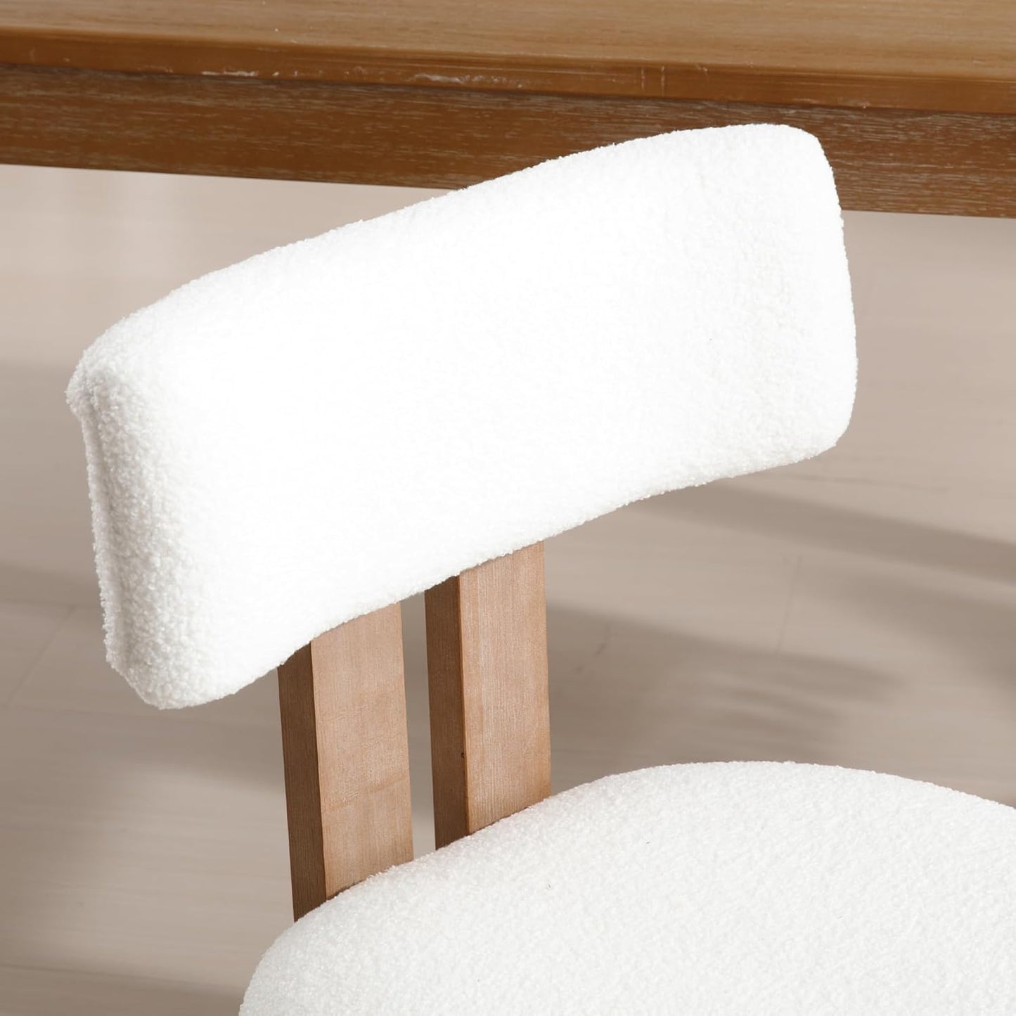 chairus Dining Chairs Set of 4 Faux Fur Dinner Chairs with Solid Wood Kitchen Chairs for Kitchen, Dining Room, Living Room, White