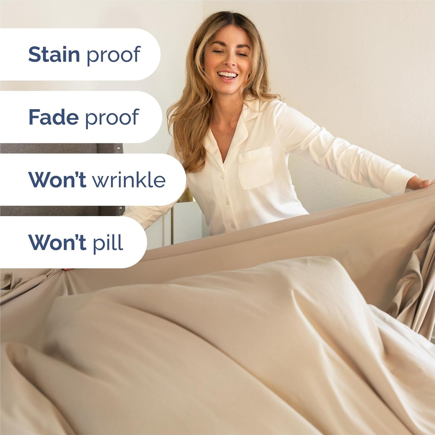 King Size 4 Piece Sheet Set - Comfy Breathable & Cooling Bed Sheets Set - Hotel Luxury Bedding for Women, Men, Kids & Teens - Deep Pockets, Easy Secure Fit, Soft and Wrinkle Free - Oeko-Tex - Cream