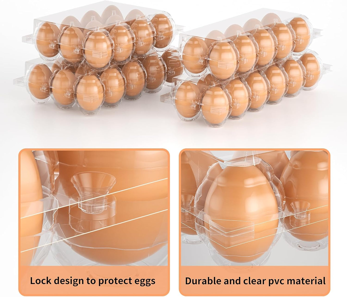 100 Pack Egg Cartons Cheap Bulk 12 Count Clear Plastic Egg Containers for Chicken Eggs, Reusable Egg Holder for Home Ranch Farm Commercial Market Display, Plastic Egg Packaging for Craft Projects