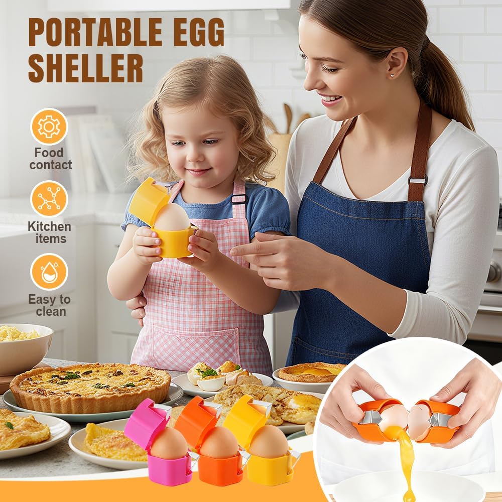 Egg Shell Opener, 2026 Upgrade Egg Peeler, Stainless Steel Egg Slicer for Hard Boiled Eggs, Egg Peeling Tool, Hard Boiled Egg Peeler, Egg Shell Cutter for Boiled Egg (Yellow)