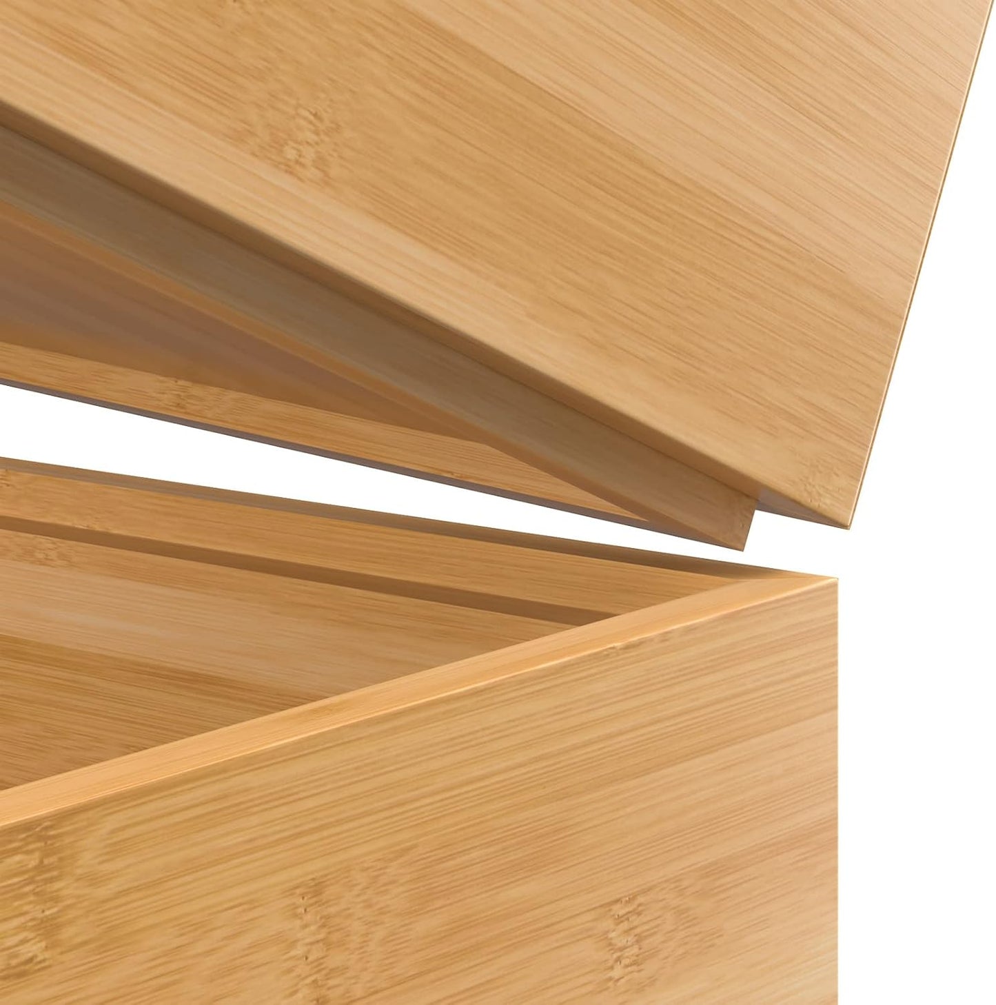 Silverware Tray for Drawer, Stackable Kitchen Bamboo Drawer Organizer 12" x 6" x 2" Set of 2