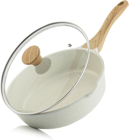 SENSARTE Nonstick Ceramic Saute Pan 10 Inch/3.5QT, Non-toxic Deep Frying Pan Skillet with Lid, Healthy Jumbo Cooker, Stay Cool Handle, Induction Compatible, PFOA & PFAS Free