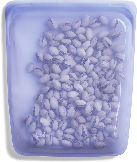 Stasher Premium Silicone Reusable Food Storage Half Gallon Bag, Amethyst, Microwave, Sous Vide, Dishwasher, Oven and Freezer Safe, BPA Free, Leak-free, Eco-friendly, 64 Oz