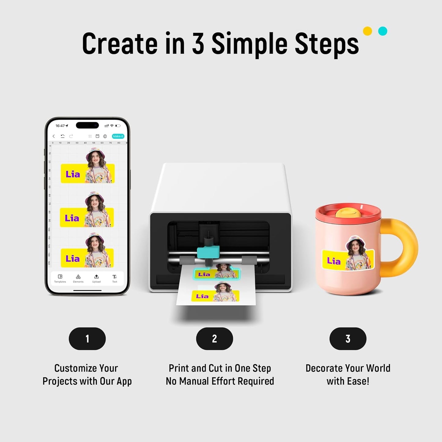 Liene PixCut S1 Ultimate Pro Pack - All-in-One Sticker Maker Machine for Custom Stickers, High-Volume Printing&Professional-Grade Photos, Thermal Dye-Sublimation, 300 DPI Prints, Precise