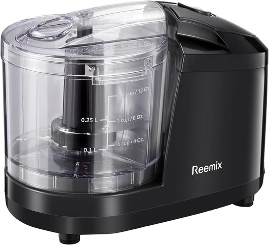 1.5-Cup One-Touch Electric Food Chopper, 100W Mini Food Processor Meat Grinder, Mix, Chop, Mince and Blend Vegetables, Fruits, Nuts, Meats, Stainless Steel Blade (Black)