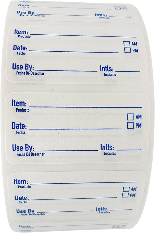 2x1 Dissolvable Food Labels, 1000 Label Stickers, Bottle Labels for Storage Bins, Sticker Labels for Food containers, (1000, Blue)