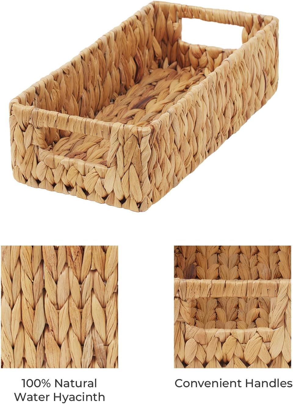 StorageWorks Water Hyacinth Baskets, Small Wicker Baskets for Organizing in Kitchen and Bathroom, 2-Pack