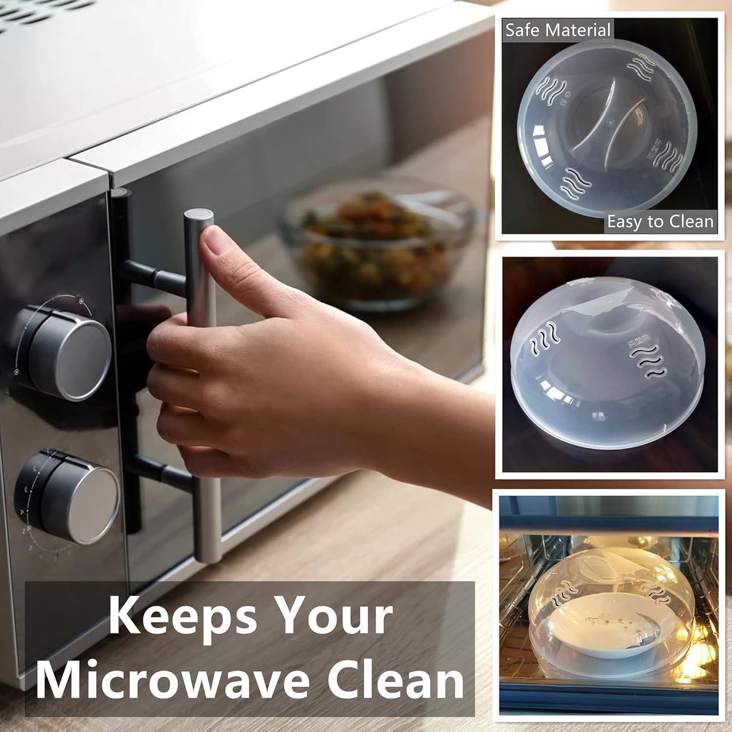 Microwave Cover for Food 2PCS Microwave Splatter Cover Large Microwave Plate Food Cover With Easy Grip Handle Anti-Splatter Lid With Enlarge Steam Vents,11.5 Inch,BPA Free & Dishwasher Safe 2-PCS