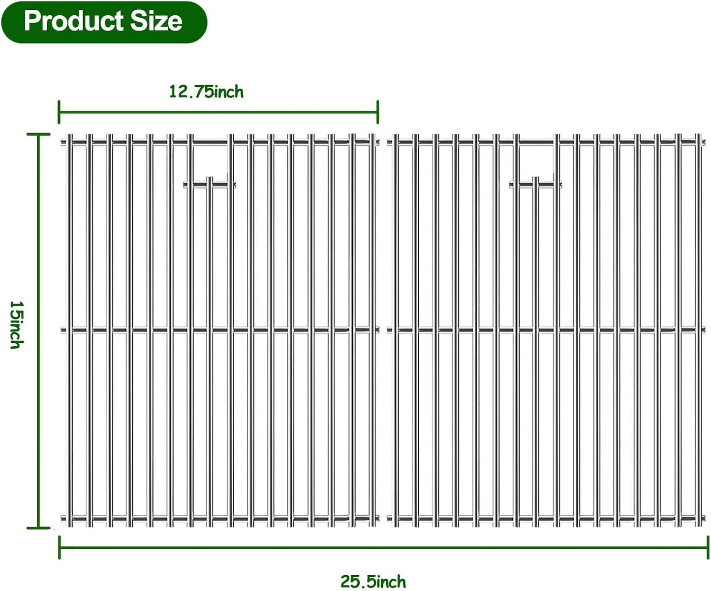 SF4362(2-Pack) 15" Cooking Grates Replacement for Broil King, Broil-Mate, Huntington, Sterling Gas Select Gas Grill Models, Stainless Steel Grill Grates