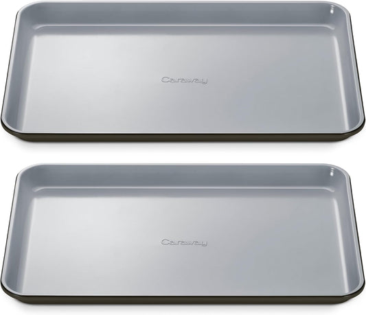 Caraway Non-Stick Ceramic Medium Baking Sheet - Naturally Slick Ceramic Coating - Non-Toxic, PTFE & PFOA Free - Perfect for Baking, Roasting, and More - Medium (15" x 10") - Black