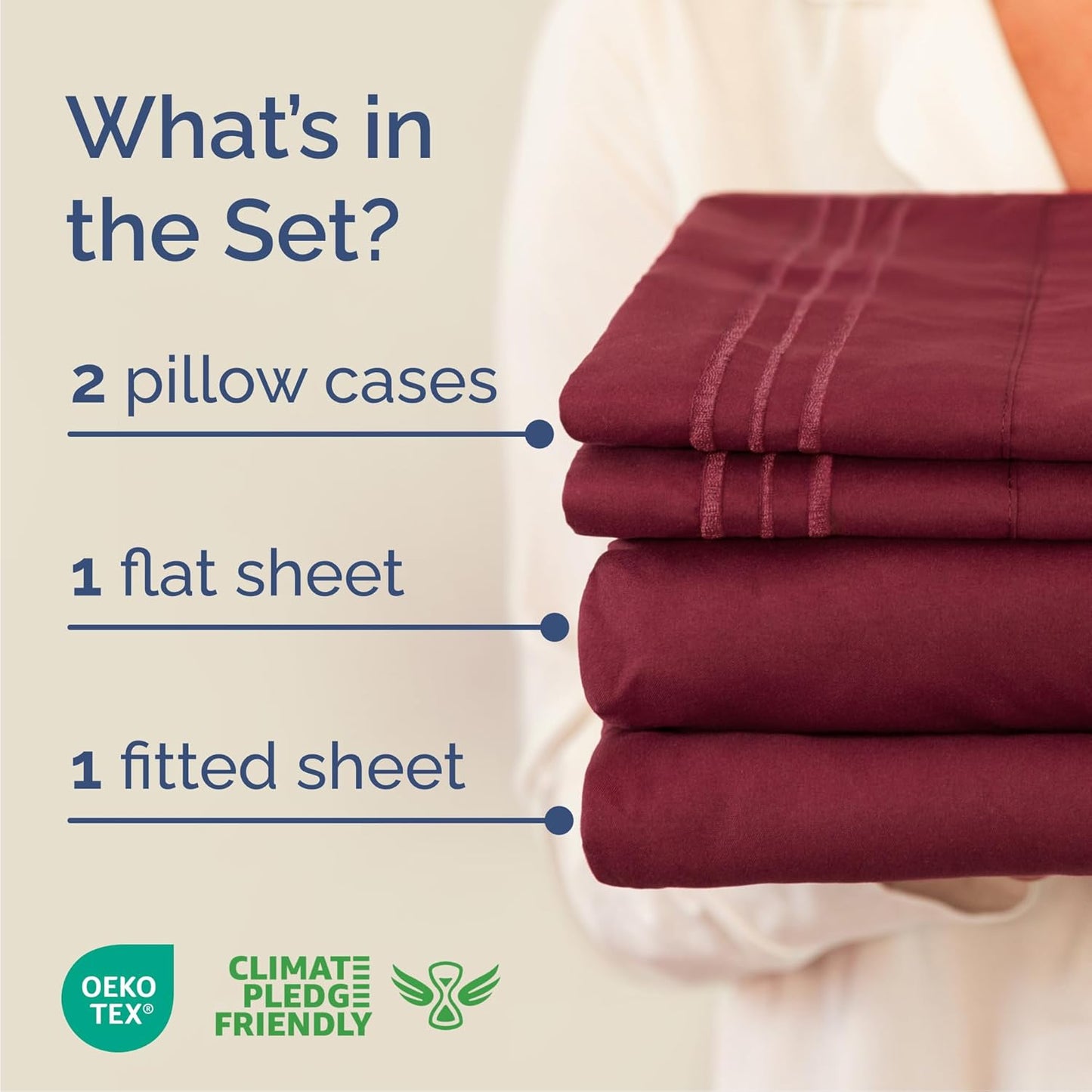 Cal King Size 4 Piece Sheet Set - Comfy Breathable & Cooling Bed Sheets Set - Hotel Luxury Bedding for Women, Men, Kids, Teens, Boys & Girls - Deep Pockets, Soft, Wrinkle Free - Oeko-Tex - Burgundy