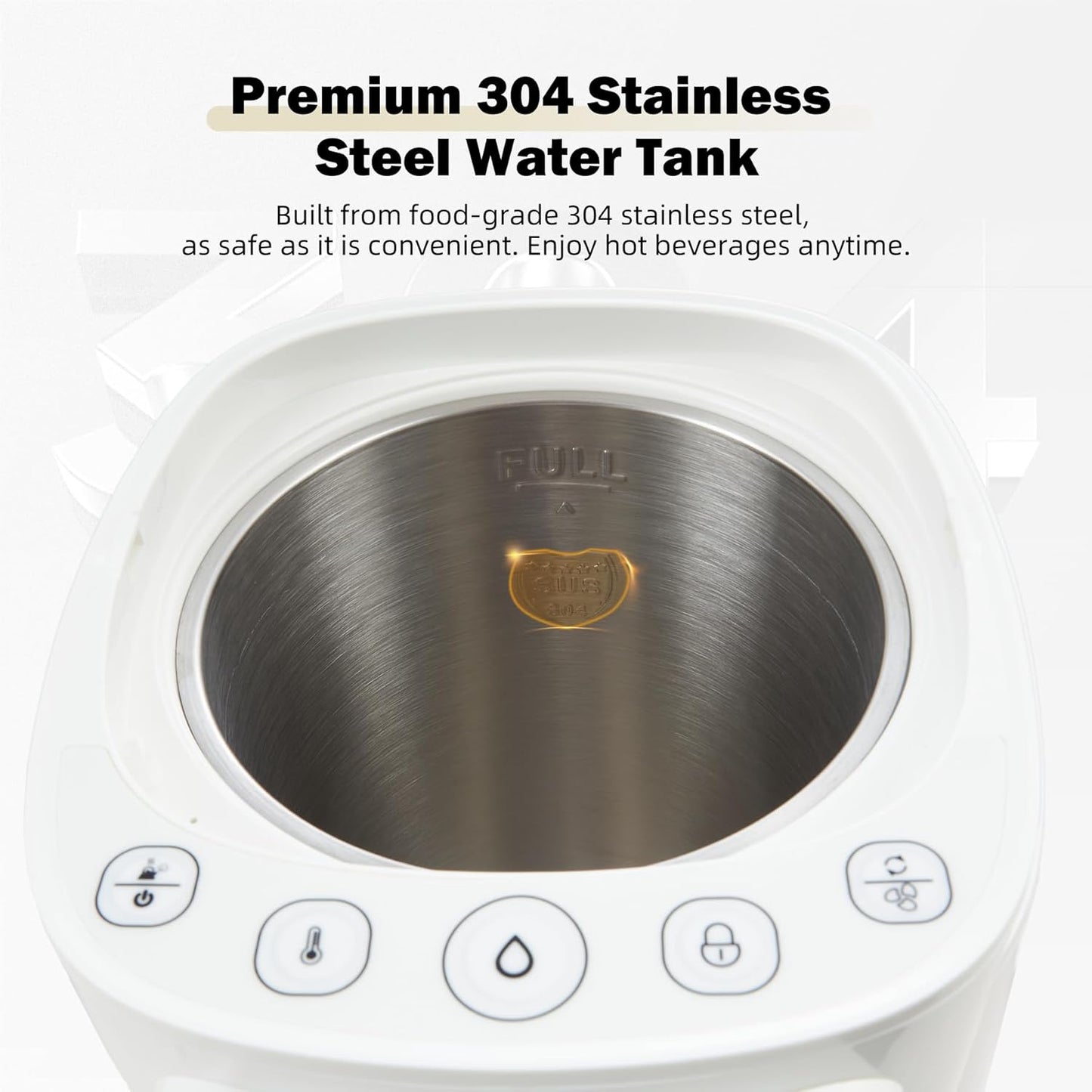 OCTAVO Water Boiler & Warmer 5 Liter, 304 Stainless Steel Water Tank, 700 Watt 6 Adjustable Water Temperature, LCD Touch Control Screen, Child Lock with Water Shortage Indicator