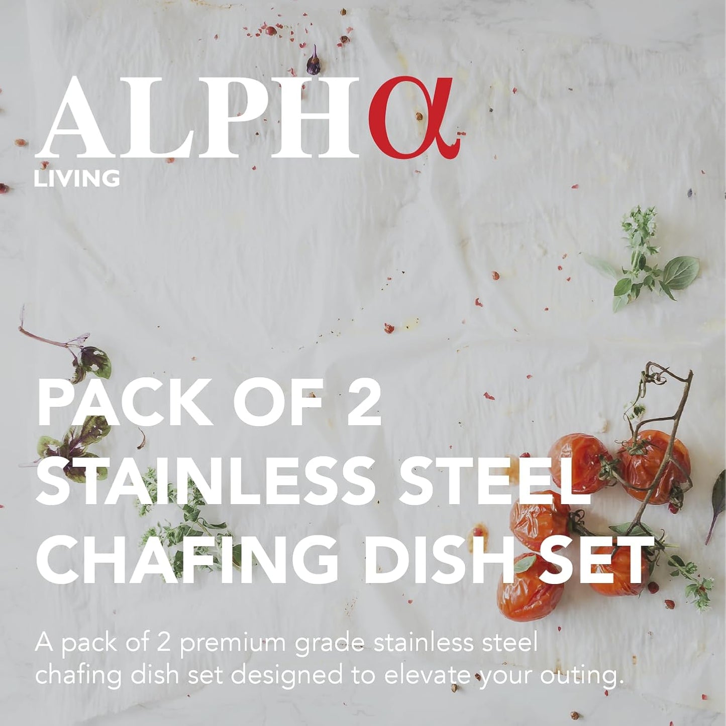 70012-Gray 2 Pack 8QT Chafing Dish High Grade Stainless Steel Chafer Complete Set, 8 Qt, Alpine Gray Handle