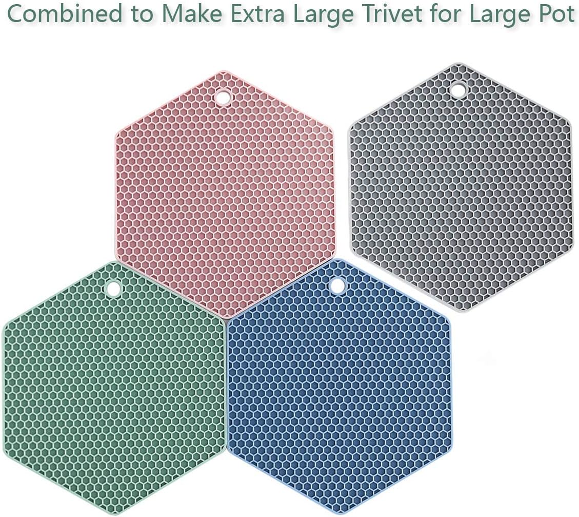 4 Packed Silicone Trivet Mats - DIY Different Size Dish Drying Mat, Hot Pot Holder for Pots & Pans, Non-Slip & Heat Resistant Kitchen Hot Pads for Countertops & Table,Merolet Red