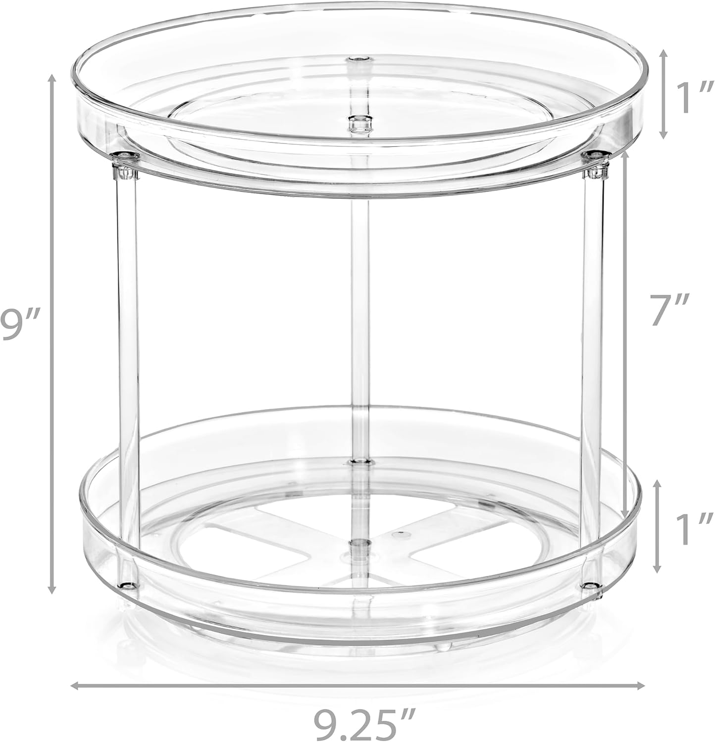 Sorbus 9 Inch 2 Tier Clear Lazy Susan Organizer, Turntable Organizer for Spice Organization for Cabinet, Lazy Susan Turntable for Kitchen, Home, Office, Closet, Laundry Room Organization (2 Pack)