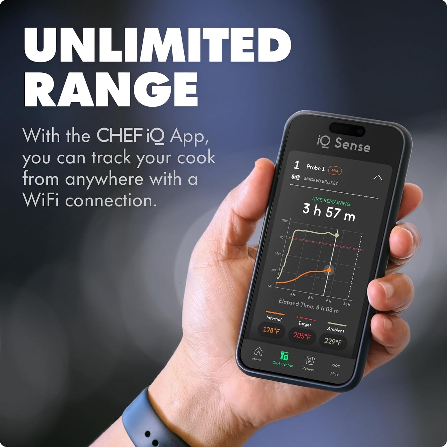 CHEF iQ Sense [2025 Model] | Smart Wireless Meat Thermometer | 3 Ultra-Thin Probes | WiFi Unlimited Range | 1000°F Heat Safe | 5 Sensors | BBQ, Grill, Oven, Smoker, Air Fryer | Gen3