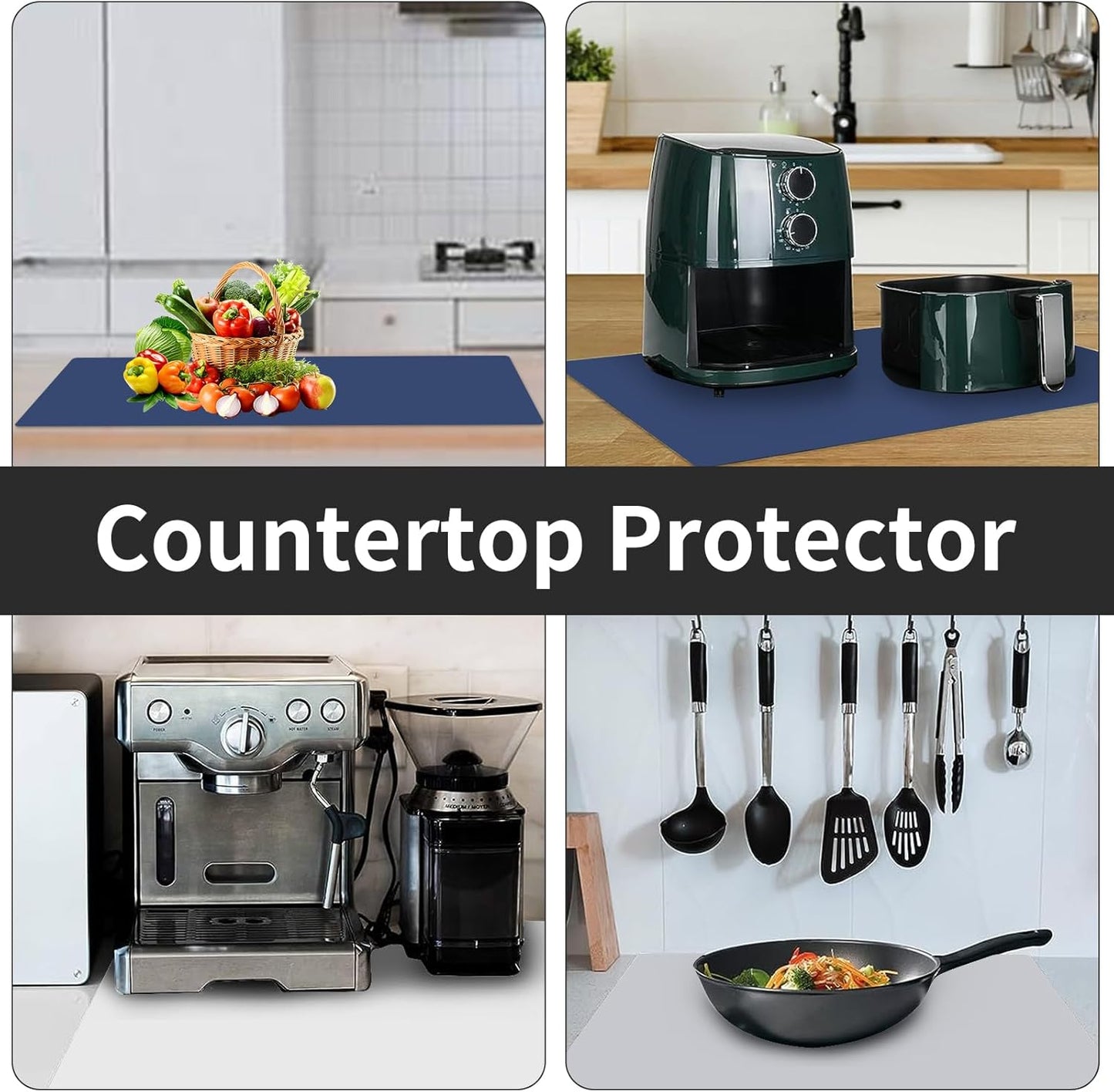 Extra Large Silicone Mat, 78.7"x 23.6"Non-Slip Heat Resistant Mats, Thicken Kitchen Countertop Protector Mat, Cuttable Waterproof Protector Mats for Kitchen Counter or Crafts (Black)