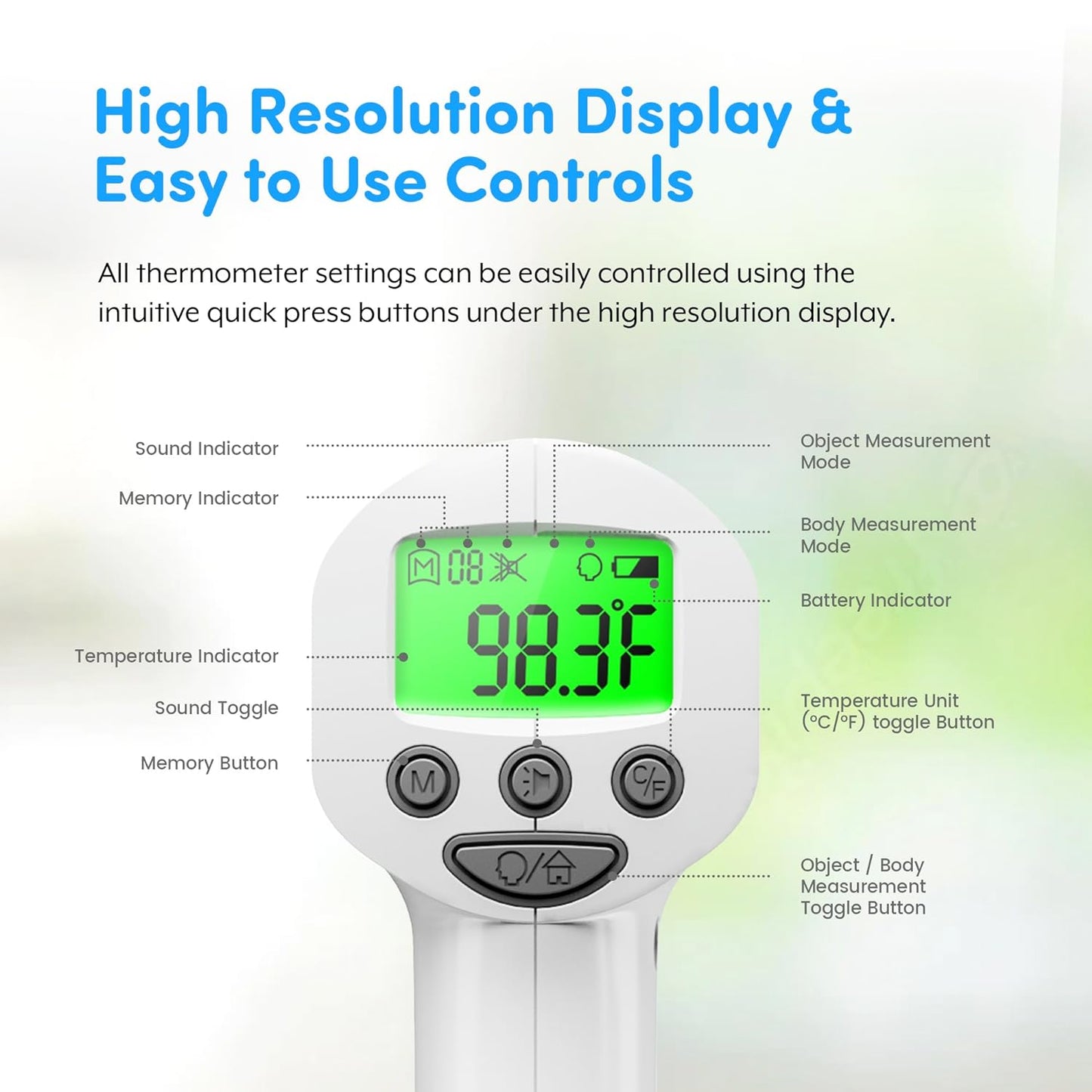 Medical Grade FSA-HSA Eligible Heavy Duty Touchless Infrared Forehead Thermometer, for Adults & Baby Digital Thermometer Gun, 1s Instant Results