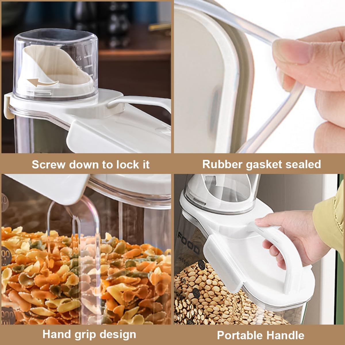1 Piece Cereal Containers Storage, 2.8L/95oz Airtight Large Dry Food Storage Containers with Pouring Spout Measuring Cup for Snacks Grain Rice,BPA Free Dispenser Plastic Bin, 1PC