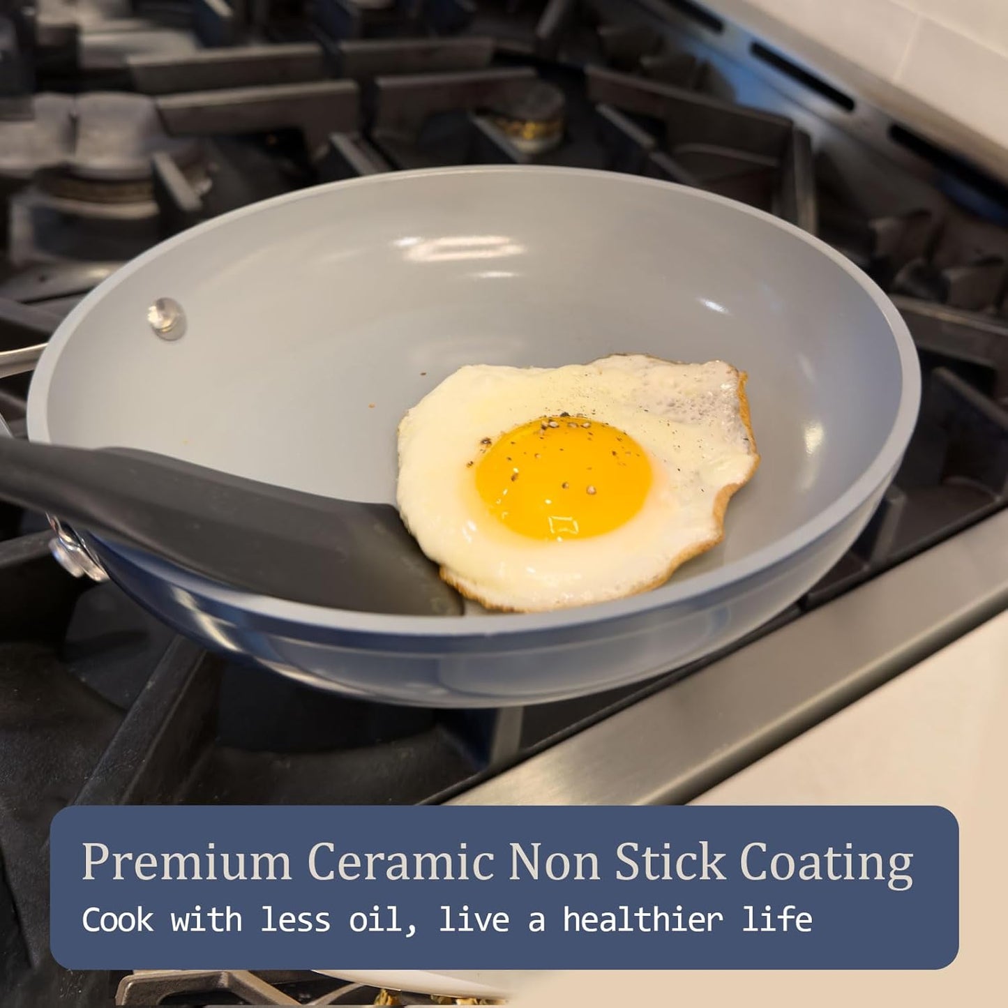 3.5qt Nonstick Ceramic Sauce Pan with Lid (8.19") Even Heat Distribution Non Toxic PFAS Free Healthy Cooking Pot for All Stovetops (Induction/Gas/Electric) Oven Safe 500°F, Caribbean Blue