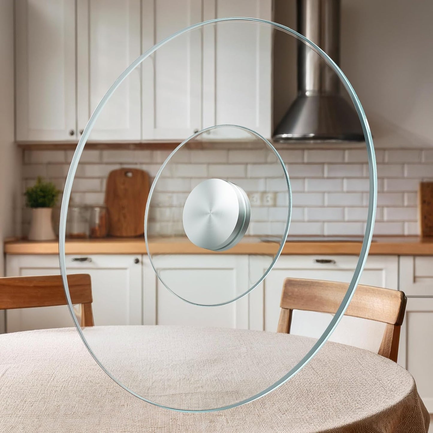 31" Glass Lazy Susan for Dining Table - Tempered Glass Round Clear Tabletop Large Rotating Tray, Silent & Smooth Spin (31inch/80cm)