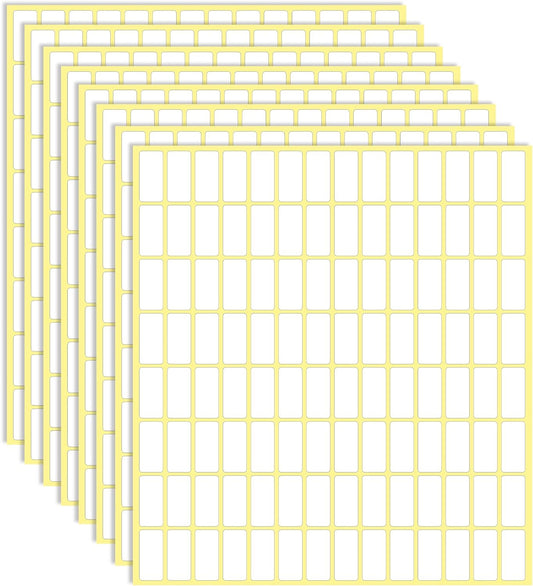 30 Sheets White Labels Stickers for Writing 10 X 20 mm Small Price Tags Blank Storage Container Stickers for Jars File Folders School Office Kitchen (3360 Labels)