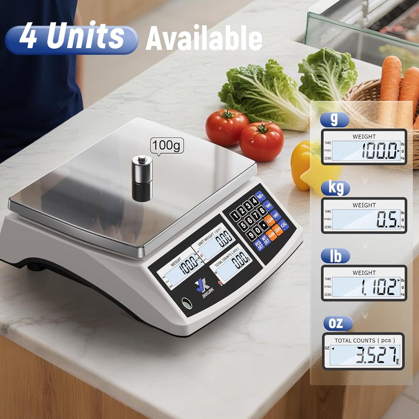 Industrial Price Counting Scale, 22lb/10kg Digital Bench Scale Inventory Scale for Small Parts Coin Scale, lb/g/kg/oz Units Electronic Scale with Backlight LCD Display, Large Platform, 0.0002lb/0.1g
