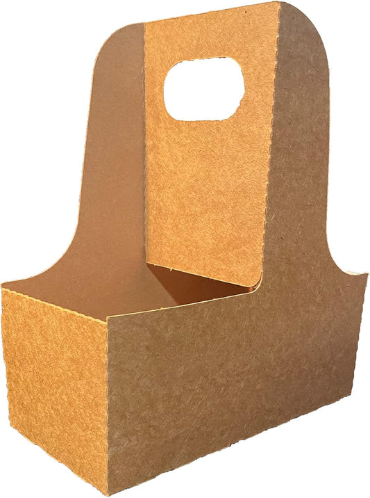 2 Cup Drink Carrier with Handle | Kraft Paperboard Cup Holder | Disposable Cup Holder for Hot or Cold Drinks | Cup Carrier for Food Delivery Services, Uber Eats, Door Dash (15)
