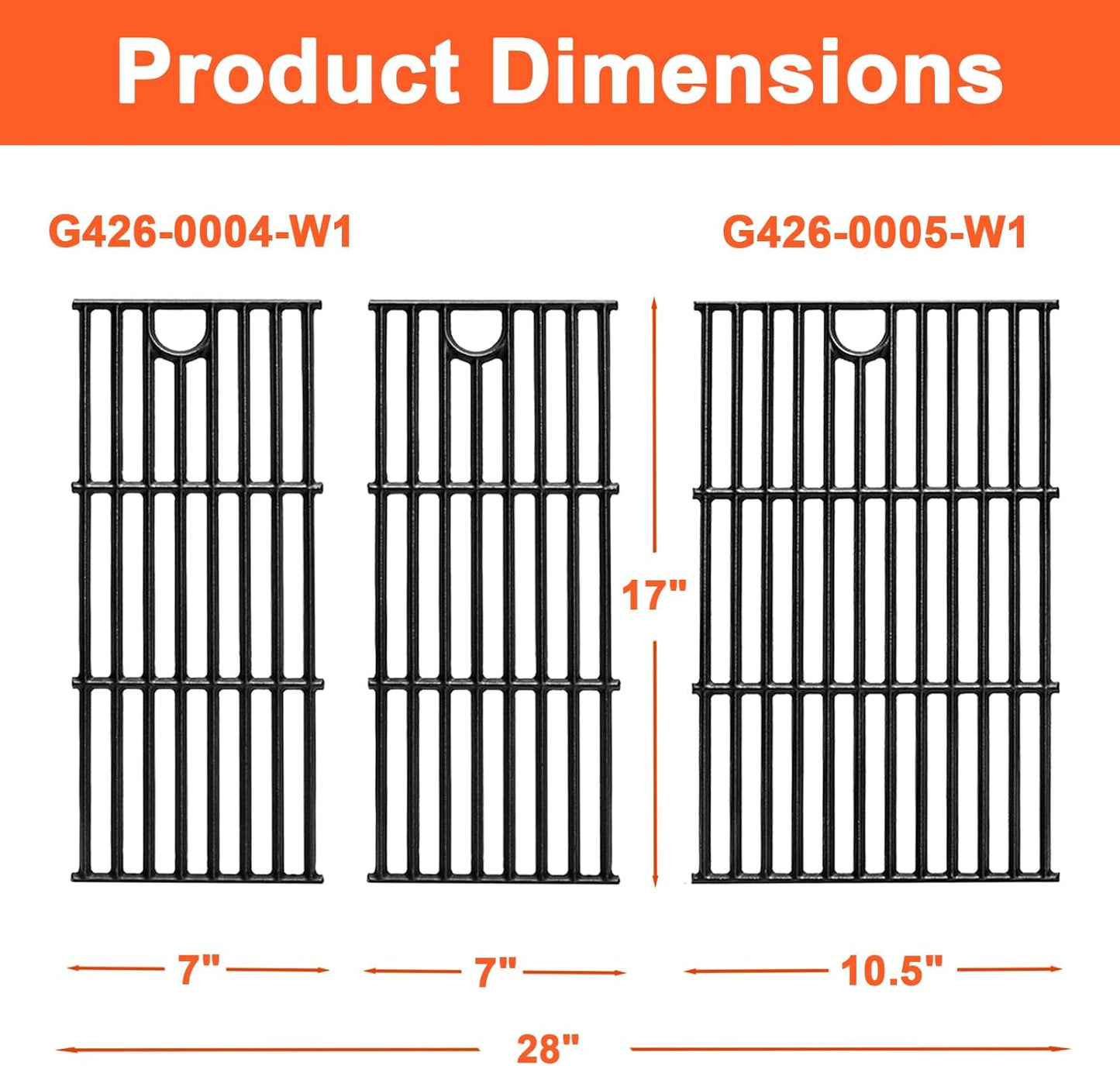 17" Grill Part Kit for Charbroil Performance 4 Burner 463352521 463354021 463365522 463365021 463350521, Grill Grates/Heat Plates/Burners/Adjustable Crossover Tube/Ignition for Charbroil Grills