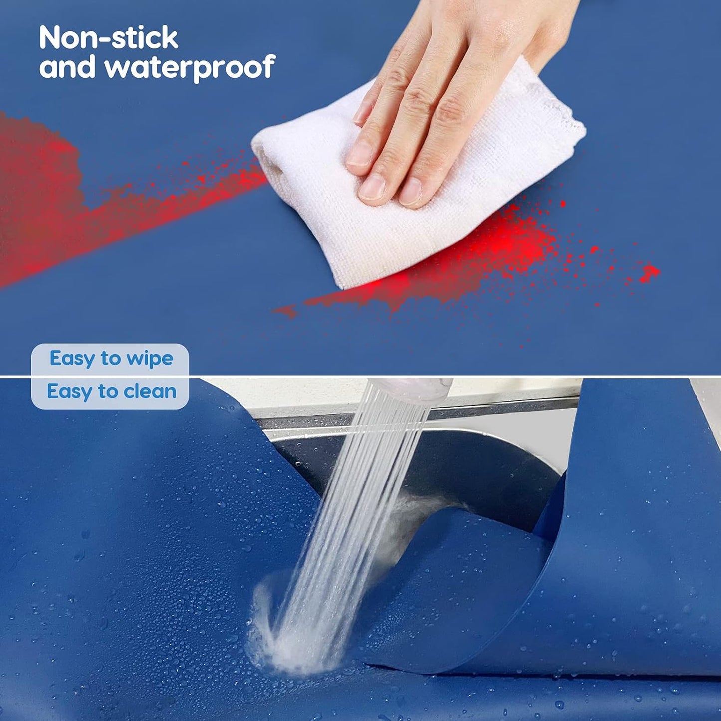 AECHY Extra Large Silicone Mat 35.3"x23.5"x0.08", Multipurpose Silicone Mat Thick Heat Resistant Mat Shipped Rolled Up Kitchen Counter Mat Waterproof Nonslip Mats for Kitchen Counter Blue