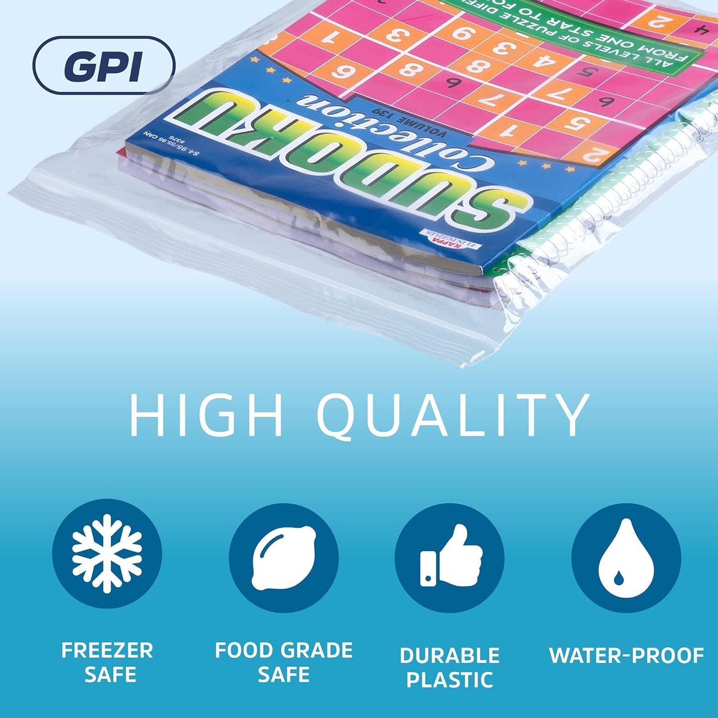GPI - 8" x 12", Pack of 100, Clear Plastic Reclosable Zip Bags, 2 Mil Thick, Zip Poly Bags with Resealable Lock Seal Zipper For Food, Apparel, Medical, Household & Office Supplies