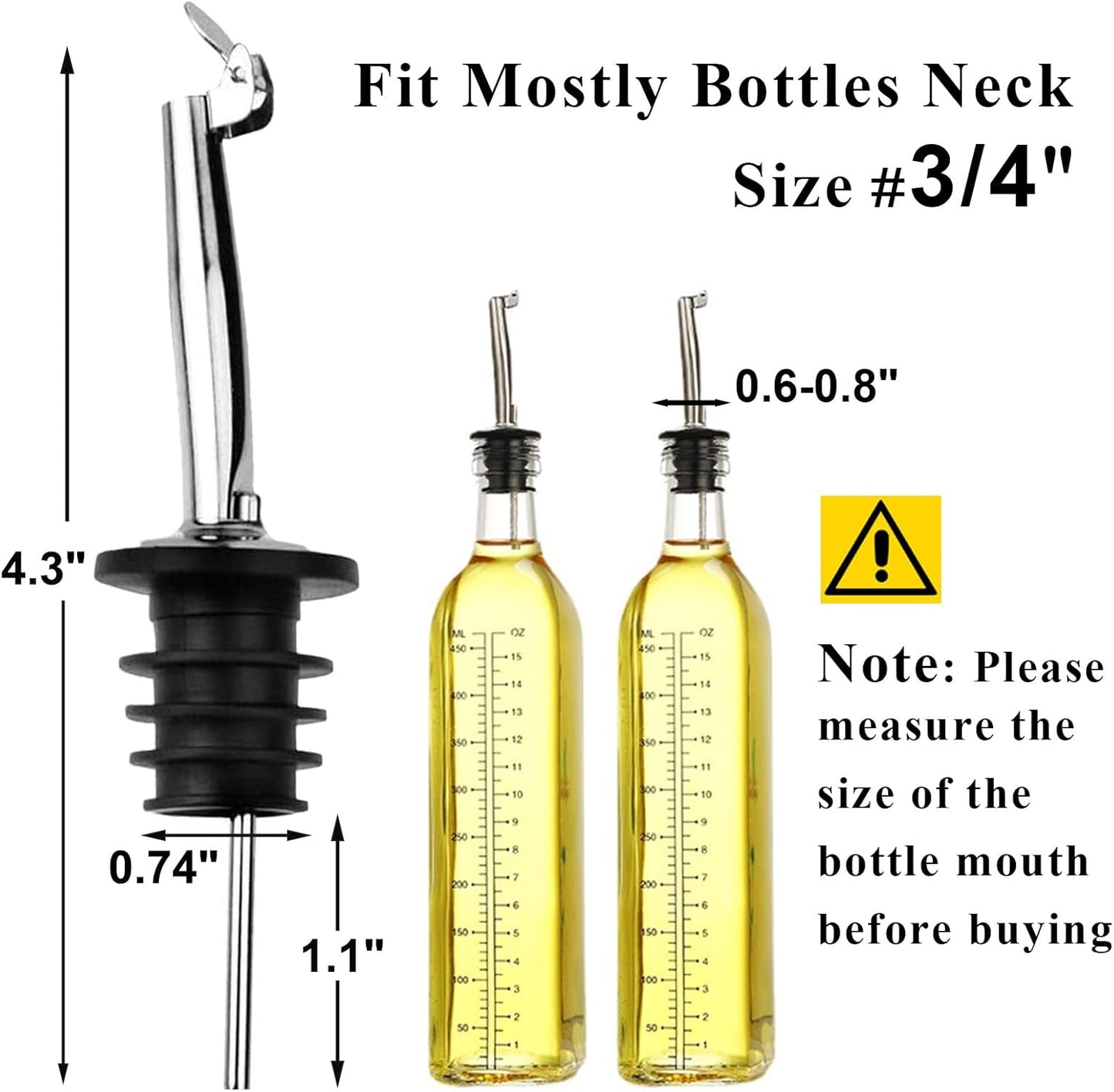 6 Pack Oil Spout with Flip Top, Olive Oil Dispenser Spout,Liquor Bottle Pourer Spouts for About 3/4" Bottle Mouth