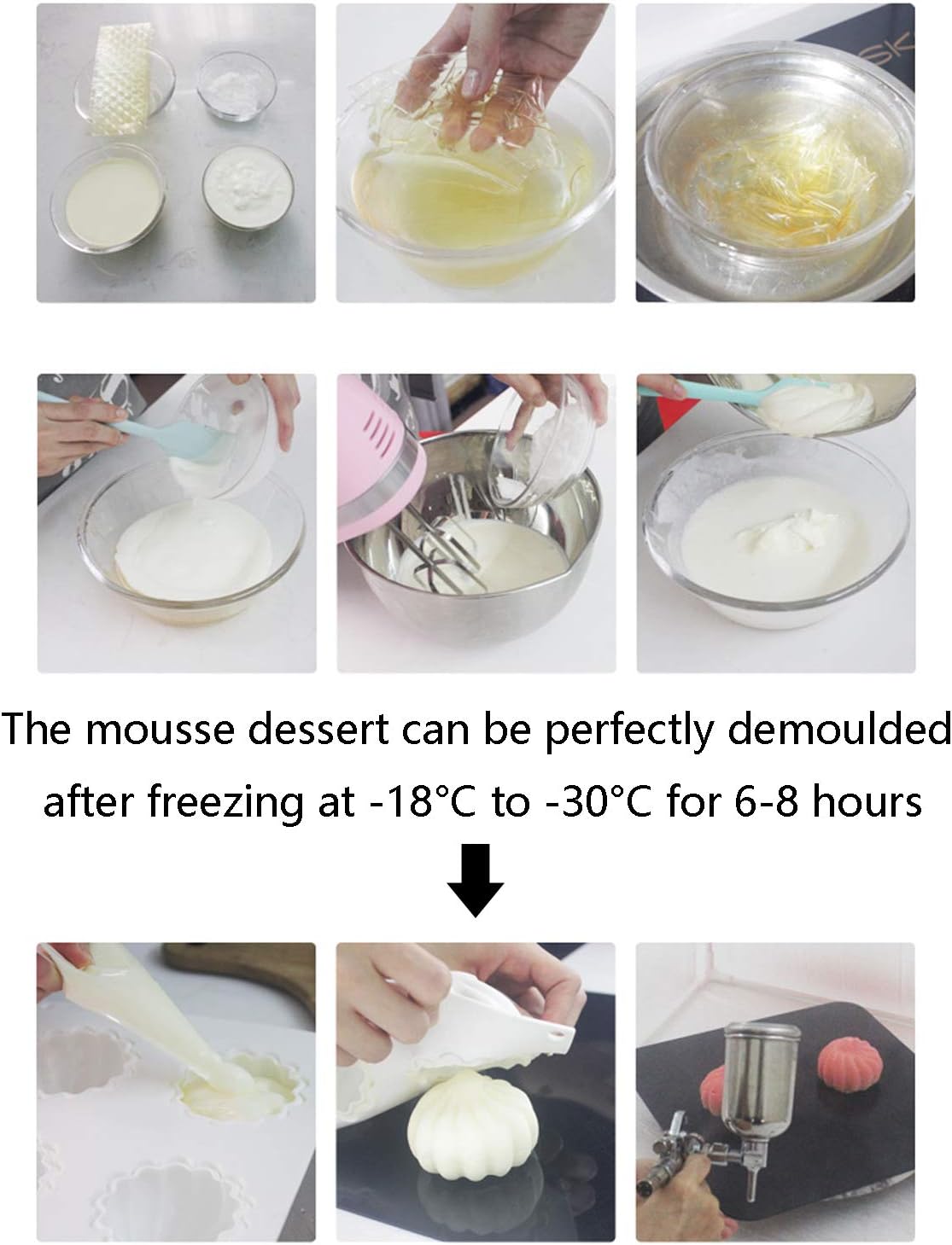 OCPO KITCHEN Easter Egg Silicone Mold for Baking Chocolate Easter Eggs, Mousse Cake, Jello, CheeseCake, Ice Cream, Dessert, Cake Decoration Mold (8-Cavity)