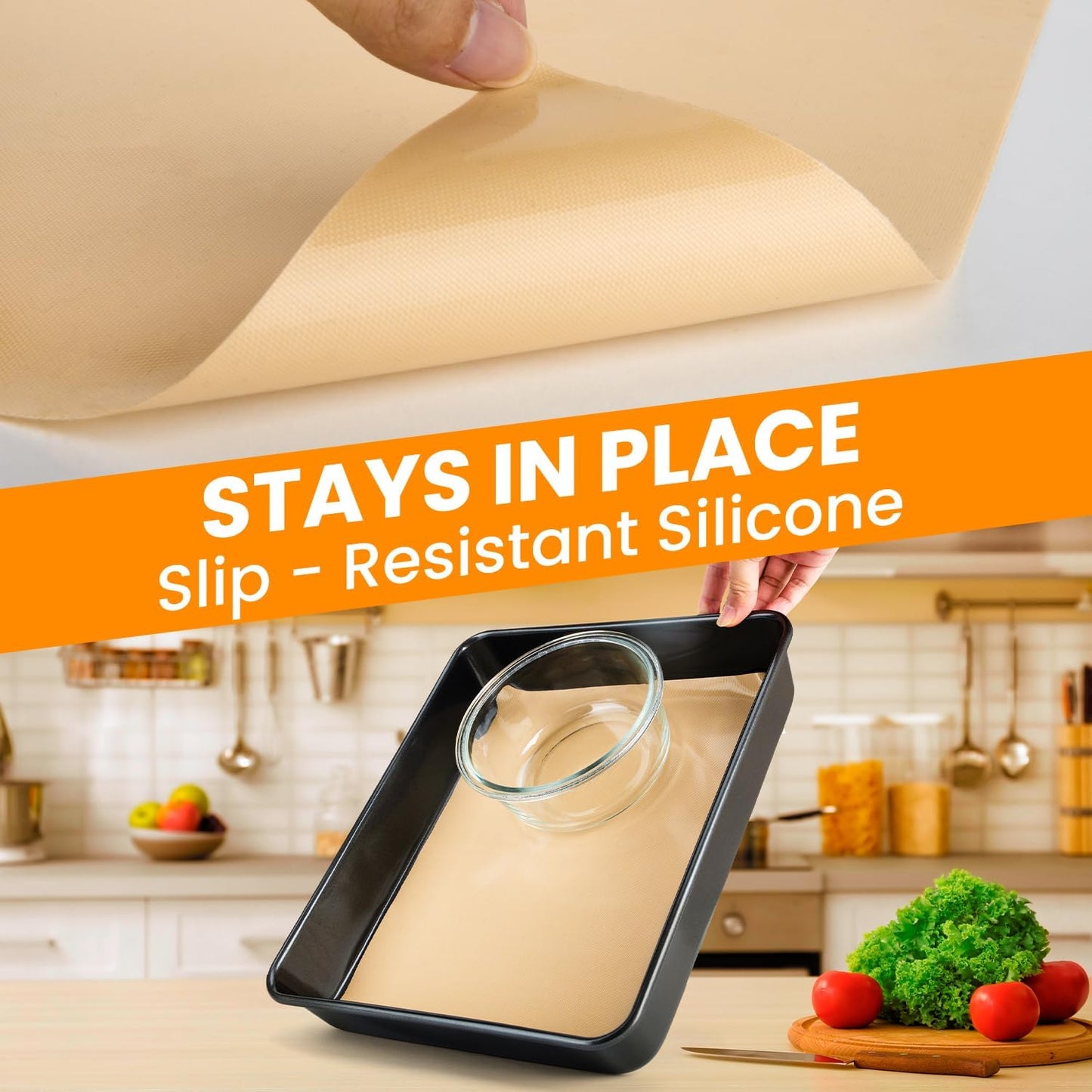 Silicone Baking Mat Roll-Non-slip Silicone Kitchen Counter Mat, Countertop Protector, Silicone Pastry Mat, Non-Stick Reusable Air Fryer Linner, Pan Liner, Oven Liner, Freeze Dryer Mat