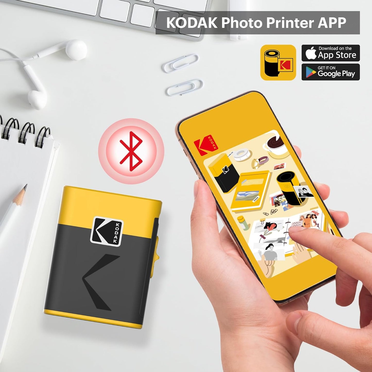 KODAK Label ERA Label Maker Machine, Yellow (Label Printer with 1 Roll Sticker Label)