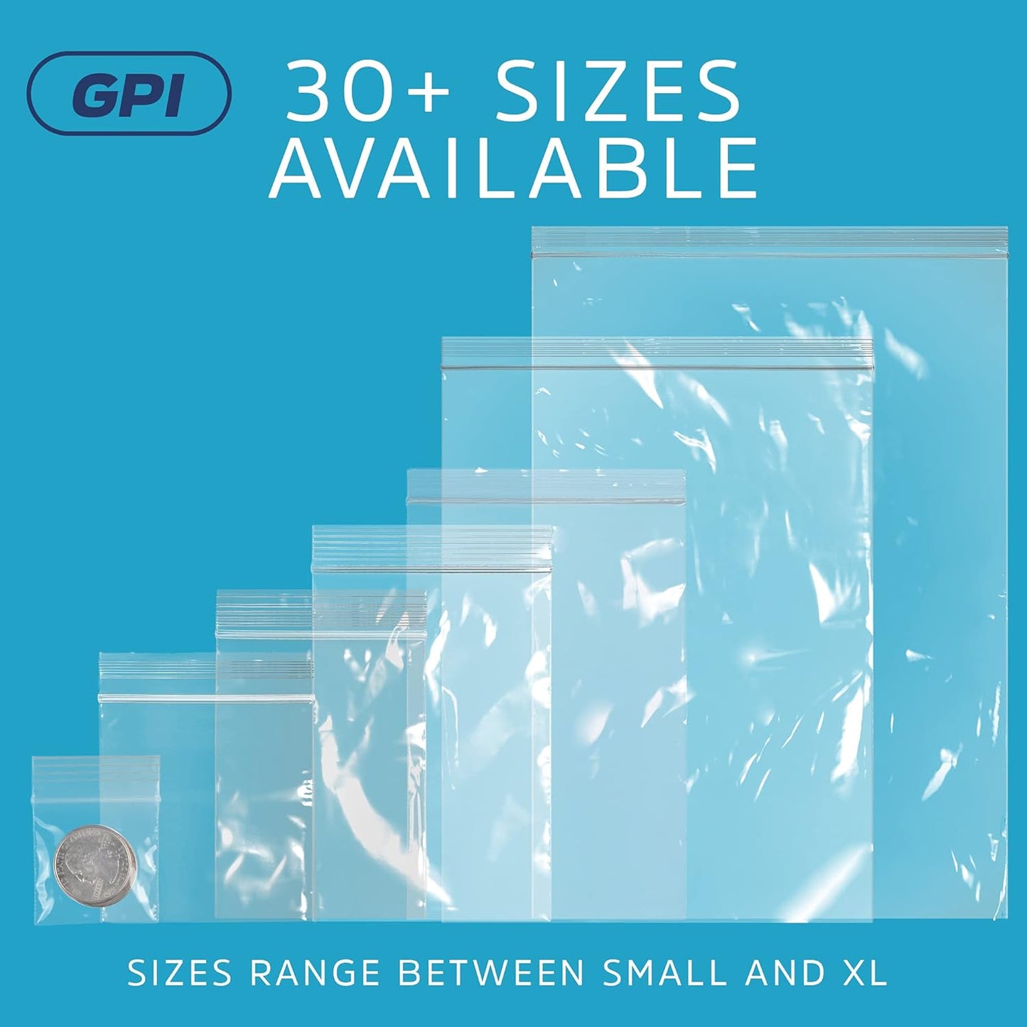 GPI Pack of 500, 12" x 18" Clear Plastic RECLOSABLE Zip Bags - Bulk 2 mil Thick Strong & Durable Poly Baggies with Resealable Zip Top Lock for Travel, Storage, Packaging & Shipping