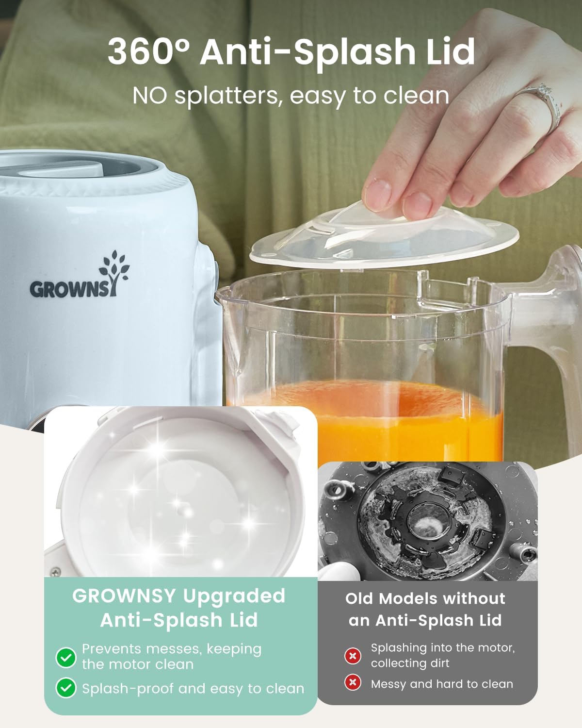 GROWNSY Baby Food Maker with Steam Basket, One Step Baby Food Processor Steamer Puree Blender Grinder Mills Machine, Auto Cooking Grinding and Sterili-zing for Healthy Homemade Baby Food, Blue